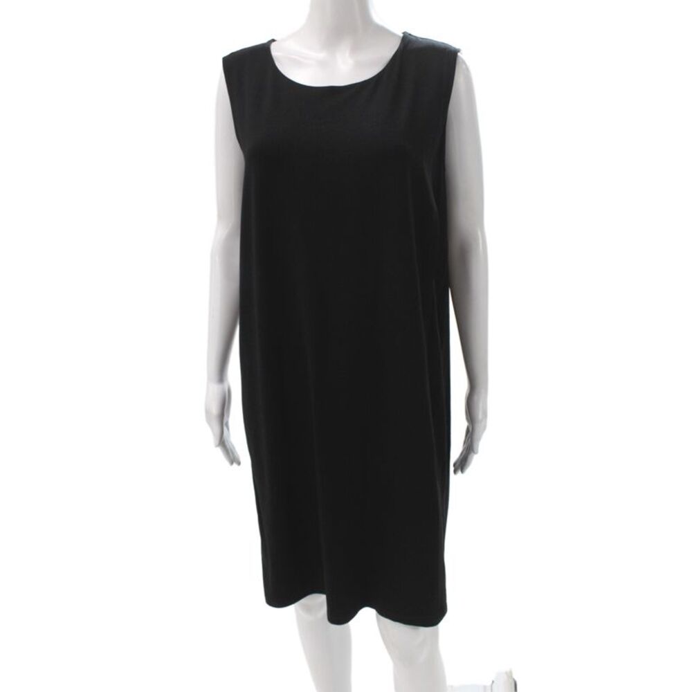 Eileen Fisher Womens Shift Dress Black Sleeveless Scoop Neck Size M